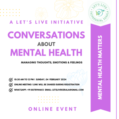 Conversations about Mental Health Online Event by Let's Live on 04 Feb 2024