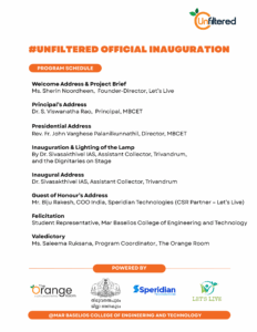 Mar Baselios Unfiltered Program Schedule